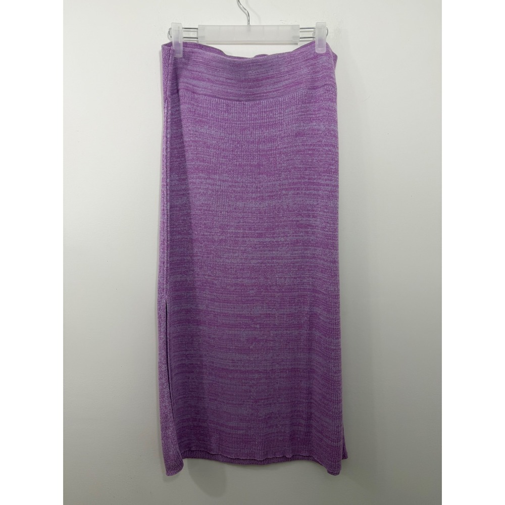 Free People Purple Space Dye Knit Midi Skirt Side Slit OB1678516 Large